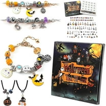 Guvpev Halloween Trick or Treat Charm Bracelet Advent Calendar 2025, DIY Jewelry Ornaments Making Kit, with 20Pcs Charm Beads, 2 Bracelets & 2 Necklace, Haloween Countdown Calendar, Unique Gifts