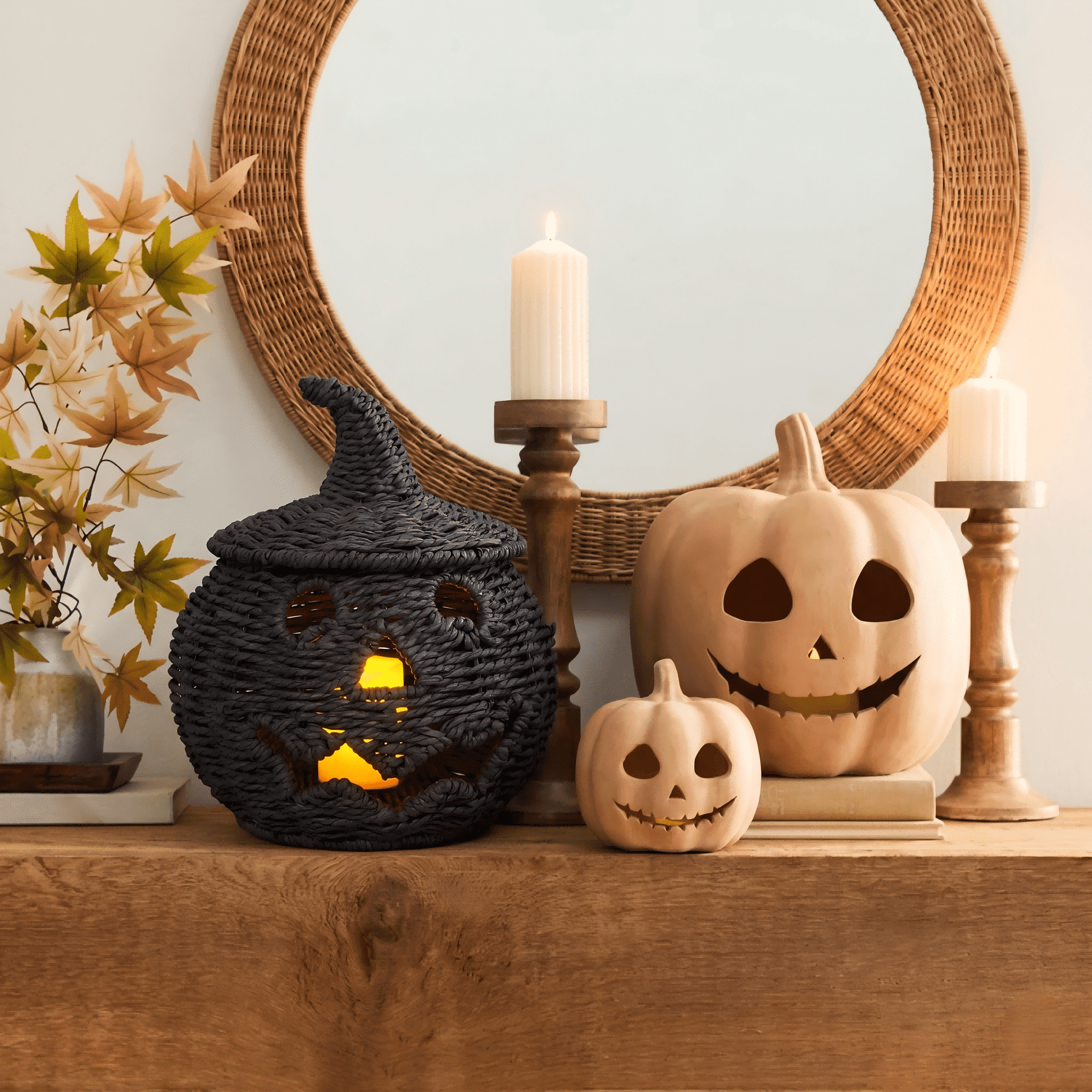 Guvpev Happy Haunting Seagrass & Metal Pumpkin Basket - 10.2
