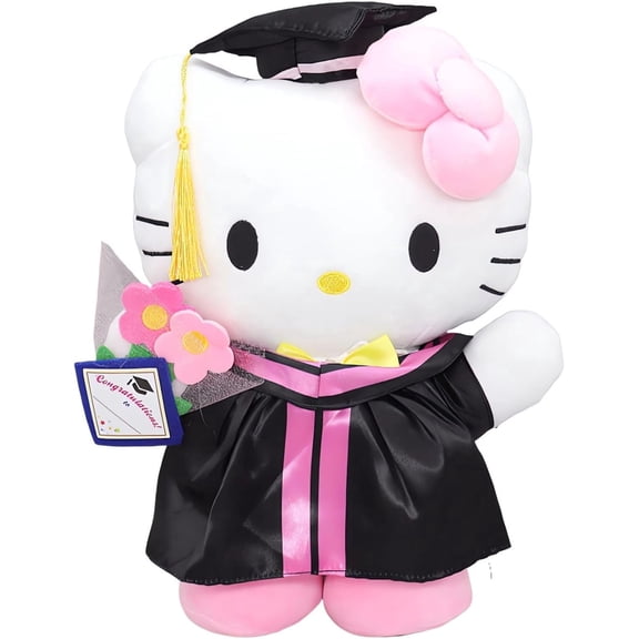 Guvpev Cute Kitty Plush Graduation Decorations 2026, 13.7" Cartoon Kitty Cat Plushies Stuffed Animal, Kawaii Kitty Plush Toys, Class of 2026 Kitty and Friends Merch Dolls for Girls Graduation Gifts
