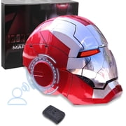 Guvpev Iron Helmet, MK 5 Silver Voice Control/Sensing/Remote Control Open/Close with Sounds & LED Eyes Light Up Super Hero 11 Model Cosplay Prop for Halloween Christmas and Birthday