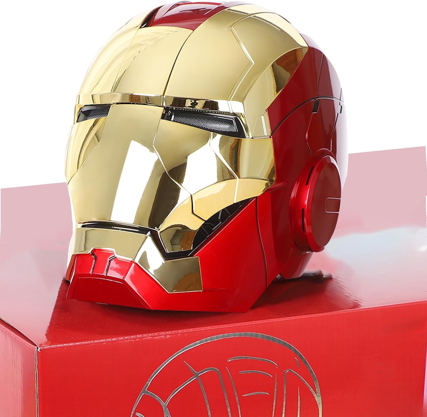 Guvpev Iron Hero Man Helmet, Superhero 1:1 Model Prop Replica, Iron Hero Man MK 5 Wearable Mask with LED Eyes, Voice, Touch & RC, Realistic Sound Effects, Perfect for Cosplay, Display & Collectible