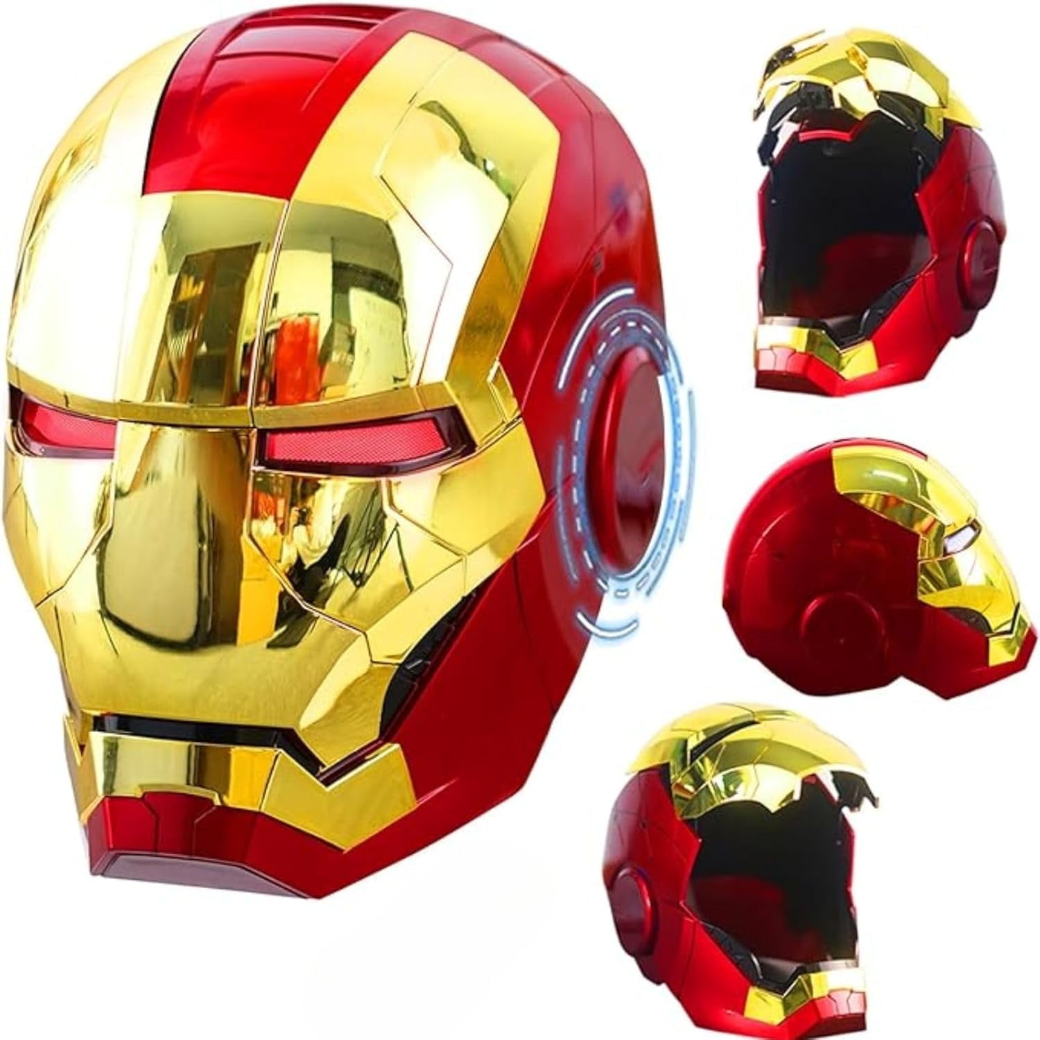 Guvpev Iron Hero Man Helmet, Wearable Iron Hero Man Mask with Jarvis Voice, Touch, RC & Open/Close LED Eyes, Halloween Superhero Role-Playing Mask, Perfect for Cosplay, Display & Collectible