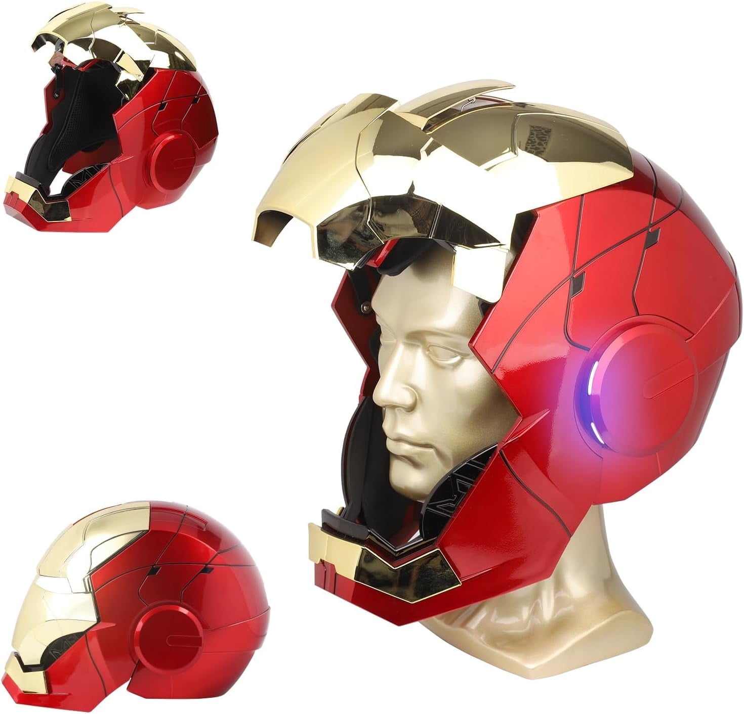 Guvpev Iron Hero Man MK 5 1:1 Wearable Helmet, Voice, Touch \u0026 Remote Control with LED Eyes, Realistic Sound Effects, Perfect for Halloween Cosplay, Display, Collectible, Birthday Gifts for Man \u0026 Teen