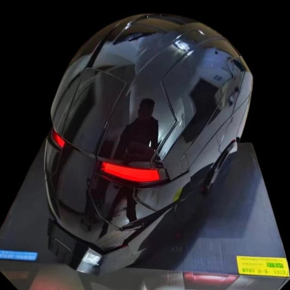 Guvpev Iron Hero MK 5 Helmet Mask, 1:1 Scale Wearable Electronic Mask with JARVIS Voice Control & LED Eyes, Touch & RC, Collectible & Display, Superhero Cosplay Headwear for Teens & Adults