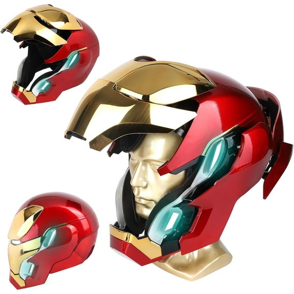 Guvpev Iron Hero Man MK 50 1:1 Wearable Helmet with LED Eyes, Jarvis Voice, Touch & RC, Realistic Sound Effects, Movable Back and Ear Panels, Endgame Adults Collectible, Unique Birthday Gifts