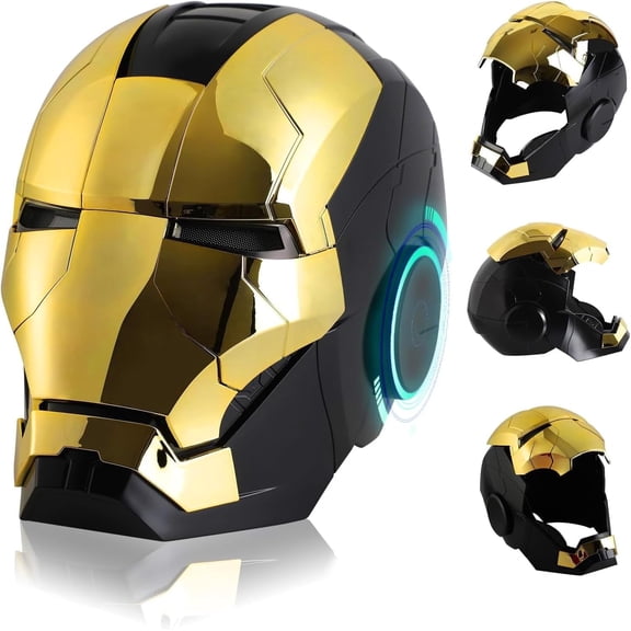 Guvpev Iron Hero Helmet Mask, Superhero MK 5 Wearable Electronic Helmet, Jarvis Voice, Touch & RC, Open/Close LED Eyes, Collectible Iron Hero Man 1:1 Model Prop Replica, Birthday Gifts