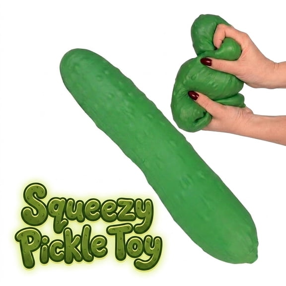 Guvpev Jumbo Squishy Pickle - 11" Giant Stretchy Pickle Squeeze Toys, Perfect to Squeeze for Stress Relief, Fun Novelty Sensory Fidget Toys for Office Desk Accessory & Anxiety Relief, Ages 3+