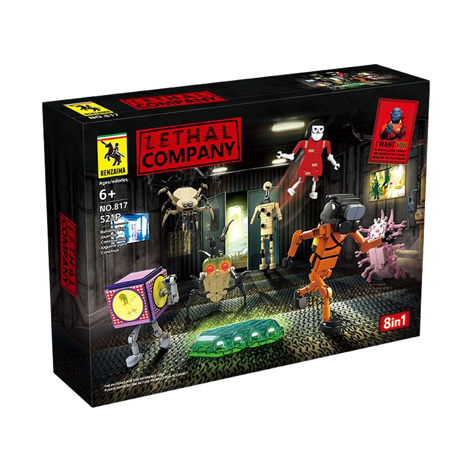 Guvpev Lethal Company Action Figures Building Blocks Set, 8 in 1 Lethal