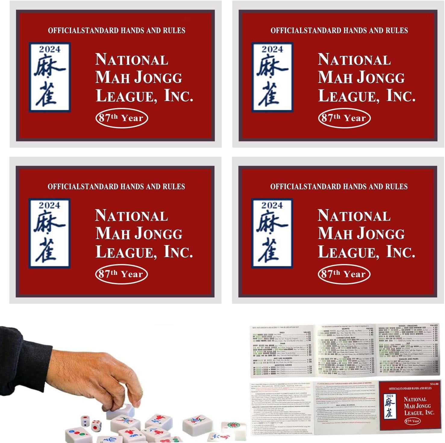 Guvpev Mahjong Cards 2025, Mah Jongg Cards, 4PCS National Mahjong Cards