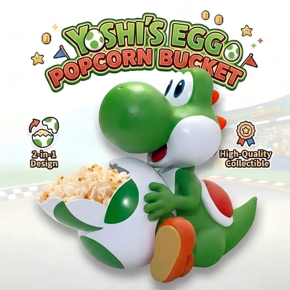 CEklwe Mario Galaxy Yoishi Popcorn Bucket, 3D Sculpted Collectible Snack Container, Food Safe Plastic Movie Night Bowl for Fans, Home Theater Decor & Birthday Gift Idea
