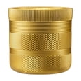 thumbnail image 1 of Guvpev Modern Plastic Flower Pot - 9.84 Inch Geometric Ribbed Textured Planter - 1pcs Metallic Gold Decorative Pot for Green Plants & Bonsai, 1 of 8