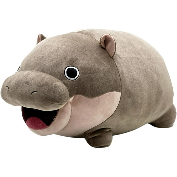Guvpev Moo Deng Hippo Plush Toy, Cute 16" Moo Deng Plushies Doll, Soft Baby Hippopotamus Stuffed Animal Plush Throw Pillow Unique Birthday Christmas Gifts for Fans & Kids