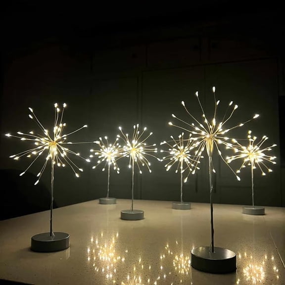 Guvpev Nest and Flowers Table Lights, 15.7" Mini Table Starburst Lights Christmas Table Centerpieces, Dandelion Creative Lamp with White LED Twinkle for Christmas, Wedding, Party, Office & Home Décor