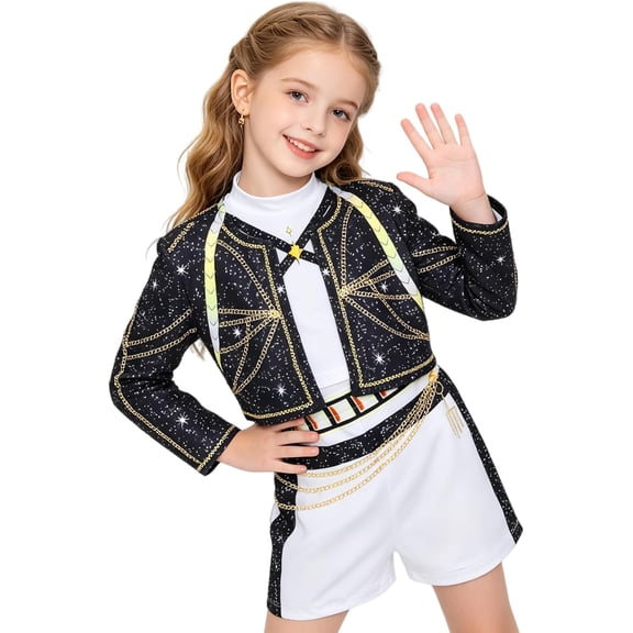 Guvpev Pop Idol Cosplay Costume, Popular Singer Stage Performance Outfits, Anime Cosplay Concert Clothes & Halloween Fancy Dress Up Set, Ages 3-12Y