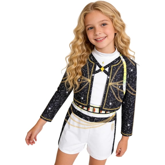 Guvpev Pop Idol Cosplay Costume for G'irl's, Popular Singers Stage Costumes for Halloween Dress Up & Birthday Party, Ages 3-12Y