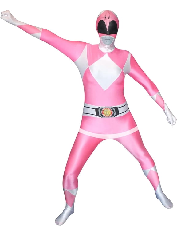 Power Ranger Costume, Kimberly Hart Deluxe Zentai Costume, Halloween Superhero Cosplay Costumes, 3D Spandex Bodysuit Costume, Printed Jumpsuit Suit with Mask for Halloween Dress Up