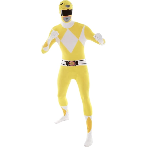 Guvpev Power Ranger Costume, Trini Kwan Deluxe Zentai Costume, Halloween Superhero Cosplay Costumes, 3D Spandex Bodysuit Costume, Printed Jumpsuit Suit with Mask for Halloween Dress Up