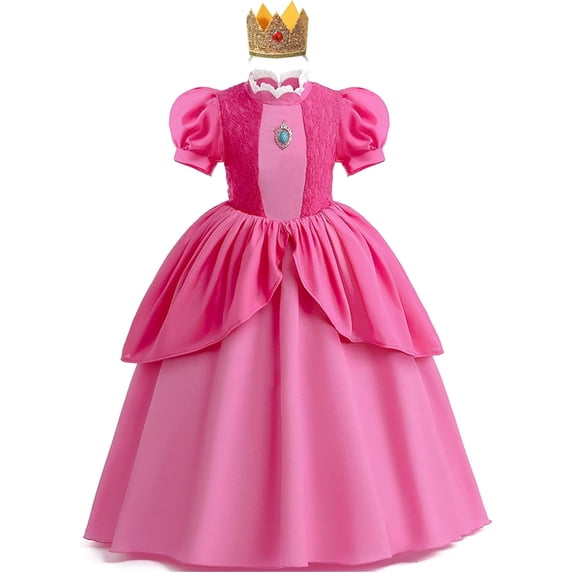 Guvpev Princess Dress for G'irl's - Halloween Princess Costume with Crown for Cosplay Party Fancy Dress up Outfits