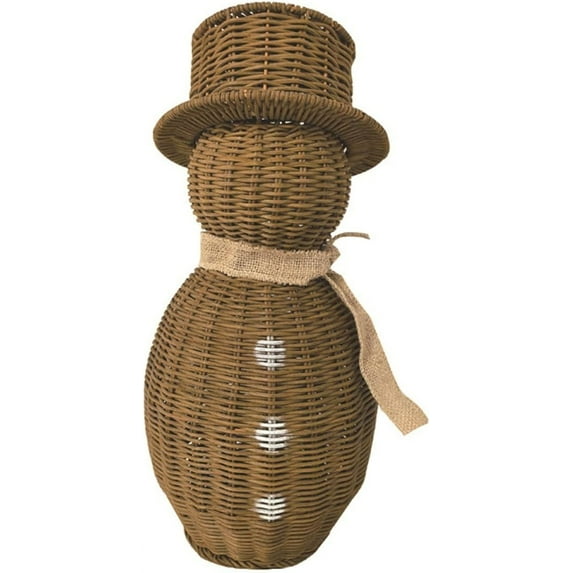 Guvpev Rattan Snowman, Wicker Christmas Decoration Snowman Plush Snowmans with Scarf for Home Garden, Vintage Winter Centerpiece Table Decor Gift Farmhouse for Party Home Kitchen Shelf（L）