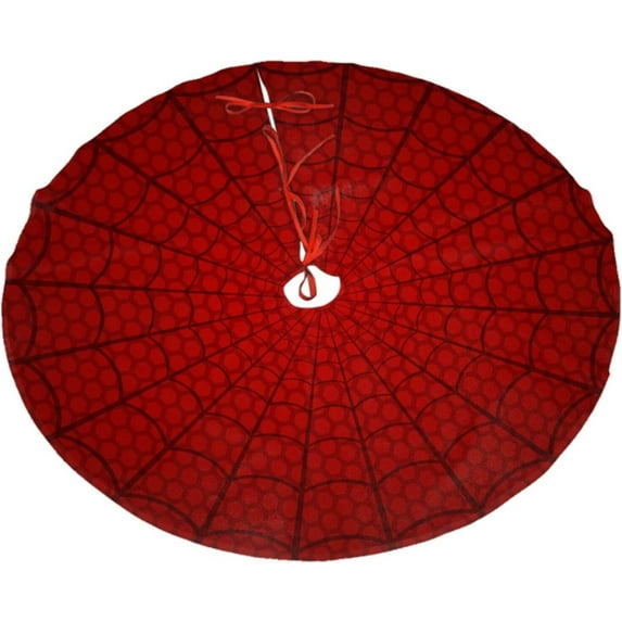 Guvpev Red Spider Web Christmas Tree Skirt 30" Winter Holiday Tree Mat Holiday Indoor Xmas Party Decorations Home Decor