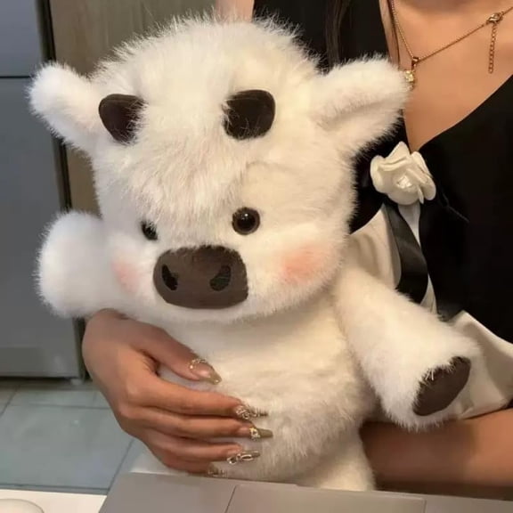 Guvpev Running Cow Plush Toys, 15" Running Stress Relief Stuffed Animal, Interactive Shaking Stuffed Toys with Moving Legs, Soft & Cuddly Farm Animal Doll, Unique Birthday Gifts for Kids & Adults