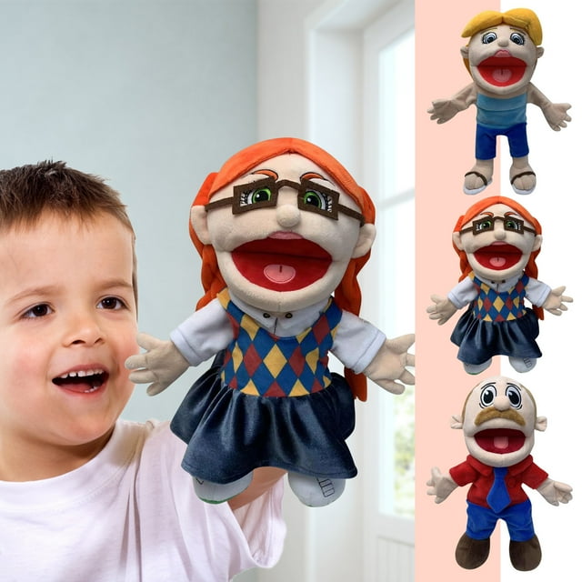 Guvpev Set of 3 Large Jeffy Puppet Soft Plush Toys Hand Puppet Funny