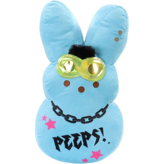 Guvpev Shaggy Bunny Peep 15" Collectible Plush, Blue Emo Bunny Stuffed Animals Easter Decorations, Easter Basket Stuffers Gifts for Kids & Adults