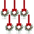 thumbnail image 1 of Guvpev Small Christmas Wreath with Red Ribbon, 9 Inch Mini Wreaths for Cabinet, Small Wreaths for Kitchen Cabinet Window Chair Fireplace Farmhouse, Christmas Kitchen Decor(6PCS), 1 of 7