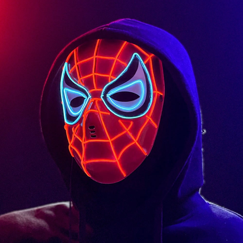 Guvpev Spider Hero Man Mask, LED Light-Up with 3 Modes, Kids/Adults ...