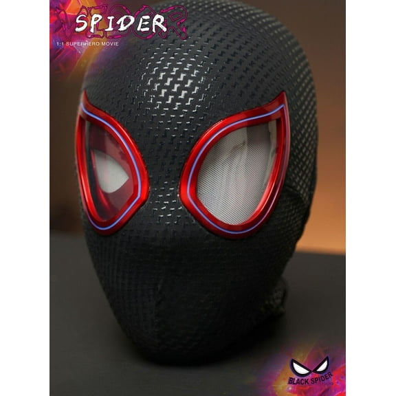 Guvpev Spider Mask, Electric Spider Superhero Role Play Helmet, Moving Eyes & LED Lights, Remote Control Spider Hero Man Costume Full Face Cosplay Masks, Superhero Movie 1:1 Model Prop Replica