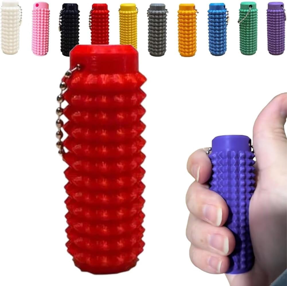 Spiky-Grippie-Stim Portachiavi, antistress, ADHD, portatile, con mini rullo massaggiante, calmante e rilassante (verde