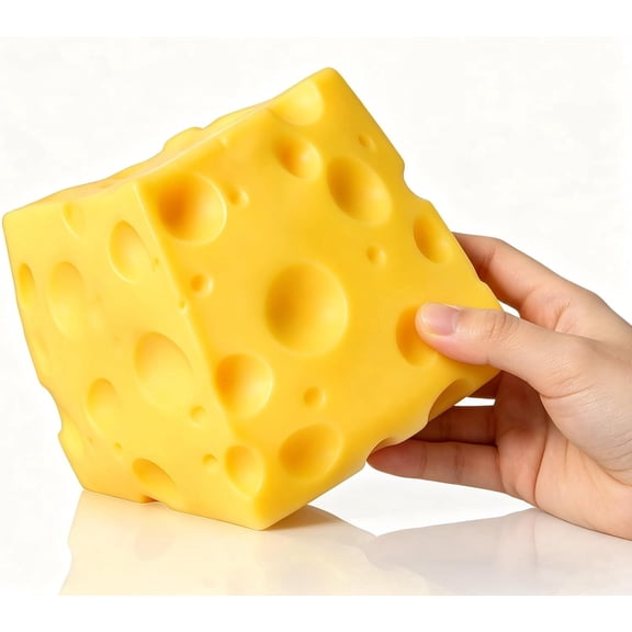 Guvpev Sqweezy Super Cheese -  Squeeze This Big, Fun, Squishy, Slow Rising, Extra Soft Giant Block of Cheese for Stress Relief - Sensory / Fidget Novelty Gift & Birthday Party Favors