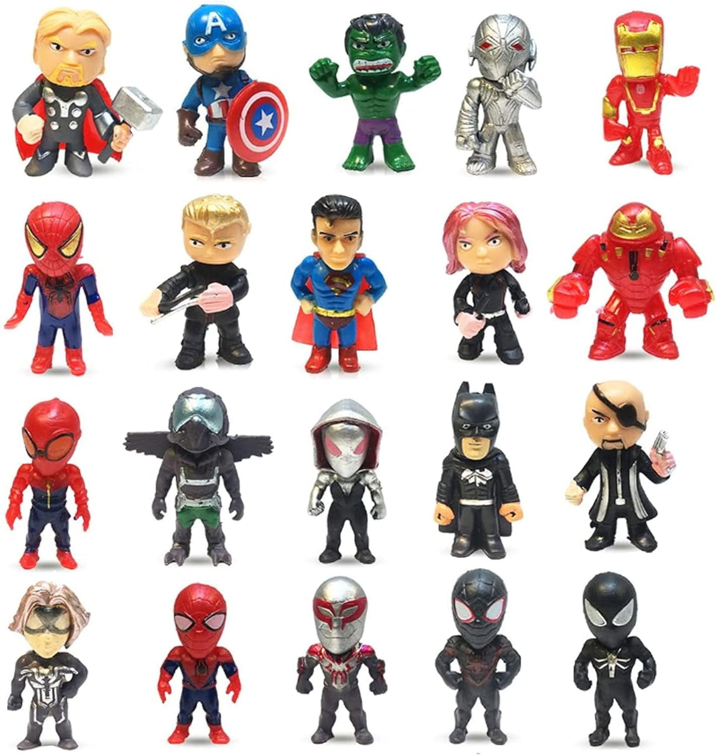 20-Piece Multicolor PVC Superhero Mini Action Figures Set
