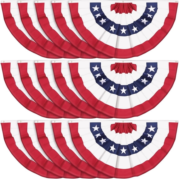 Guvpev USA 250th Anniversary Pleated Fan Flag Patriotic Bunting - 3 x 6 FT Heritage American Flag Bunting Outdoor American 4th of July Decoration Flags Half Fan Bunting Flag Decorate for Yard Decor