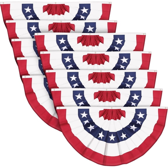 Guvpev USA 250th Anniversary Pleated Fan Flag Patriotic Bunting - 3 x 6 FT Heritage American Flag Bunting Outdoor American 4th of July Decoration Flags Half Fan Bunting Flag Decorate for Yard Decor