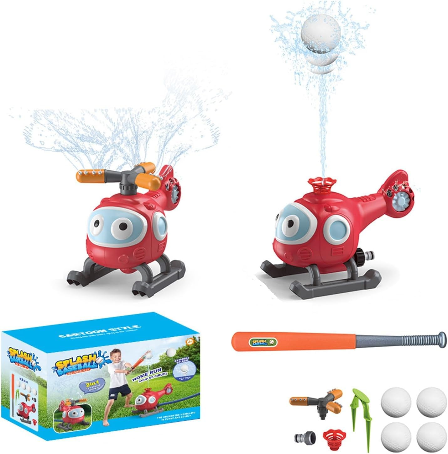 Guvpev Water Sprinkler Baseball Toy for Kids Outdoor Play, Tree Stakes