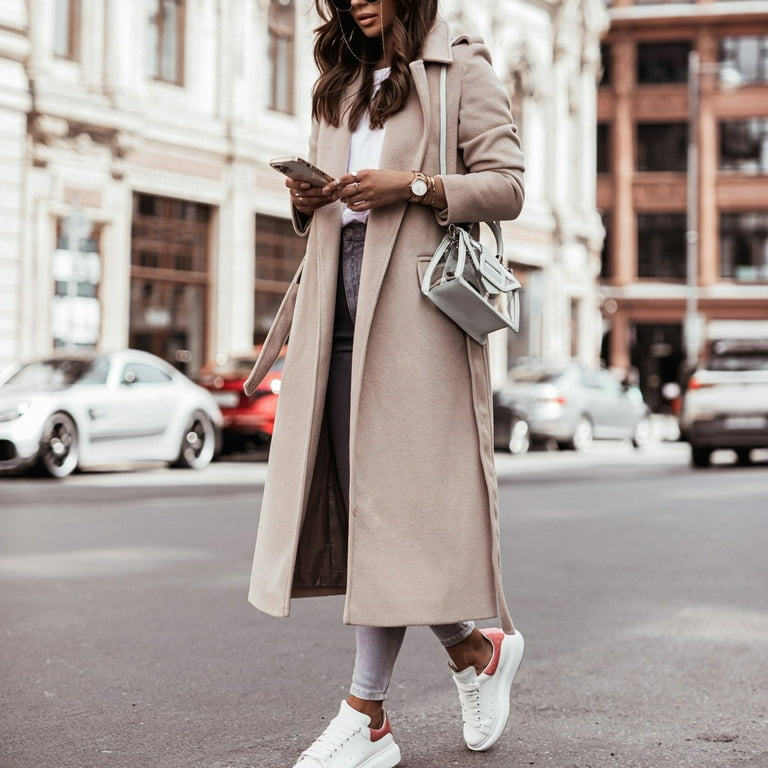 Fashion Bandage Long Sleeve Women's Woolen Coat Fashion Bandage Long Sleeve Women's Woolen Coat