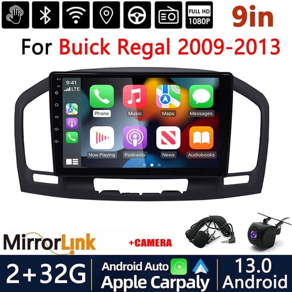 Car Stereo Radio for Buick Regal 2009-2013 9" Android 13 Touchscreen 2+32G Vehicle GPS Navigation Wireless Carplay Android Auto