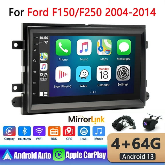 Guwzn Car Stereo Radio for Ford F150 F250 2004-2014 7" Touchscreen 4+64G Vehicle GPS Navigation Wireless CarPlay Android Auto