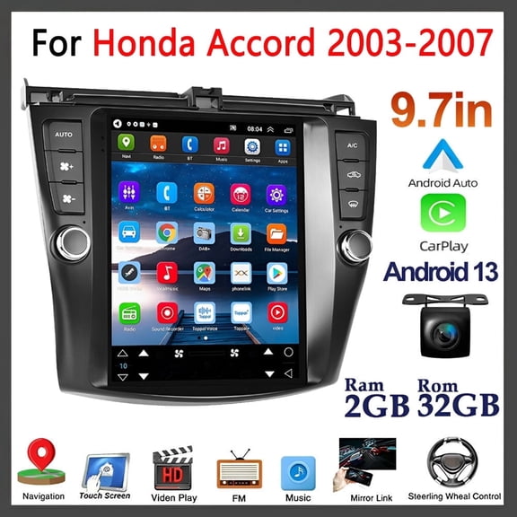 Guwzn Car Stereo Radio for Honda Accord 2003-2007 9.7" Touchscreen 2+32G Vehicle GPS Navigation Wireless CarPlay Android Auto