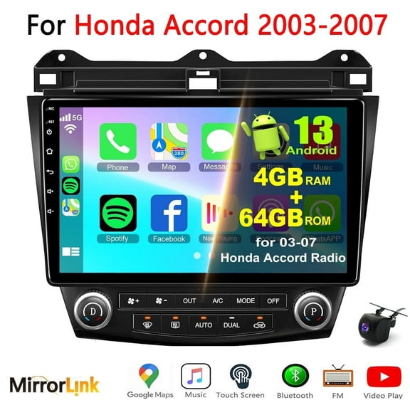 Guwzn Car Stereo Radio for Honda Accord 7th 2003-2007 10" Touchscreen 4+64G Vehicle GPS Navigation Wireless CarPlay Android Auto