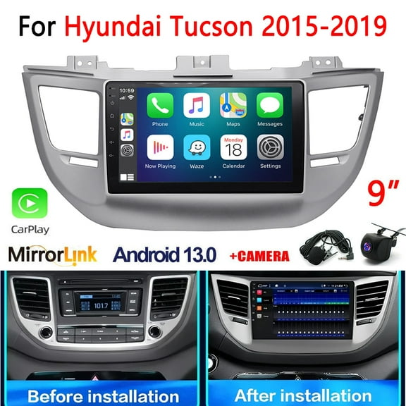 Guwzn Car Stereo Radio for Hyundai Tucson 2015-2019 9" Touchscreen 4+64G Vehicle GPS Navigation Wireless CarPlay Android Auto