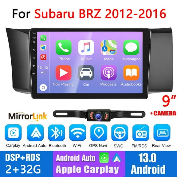Guwzn Car Stereo Radio for Subaru BRZ Toyota 86 2012-2016 9" Touchscreen 2+32G Vehicle GPS Navigation Wireless CarPlay Android Auto