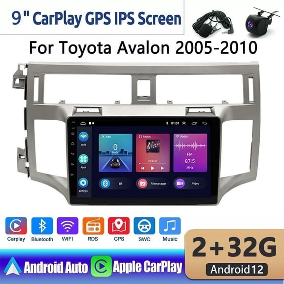 Guwzn Car Stereo Radio for Toyota Avalon 2005-2010 9" Android 12 Touchscreen 2+32G Vehicle GPS Navigation Wireless CarPlay Android Auto