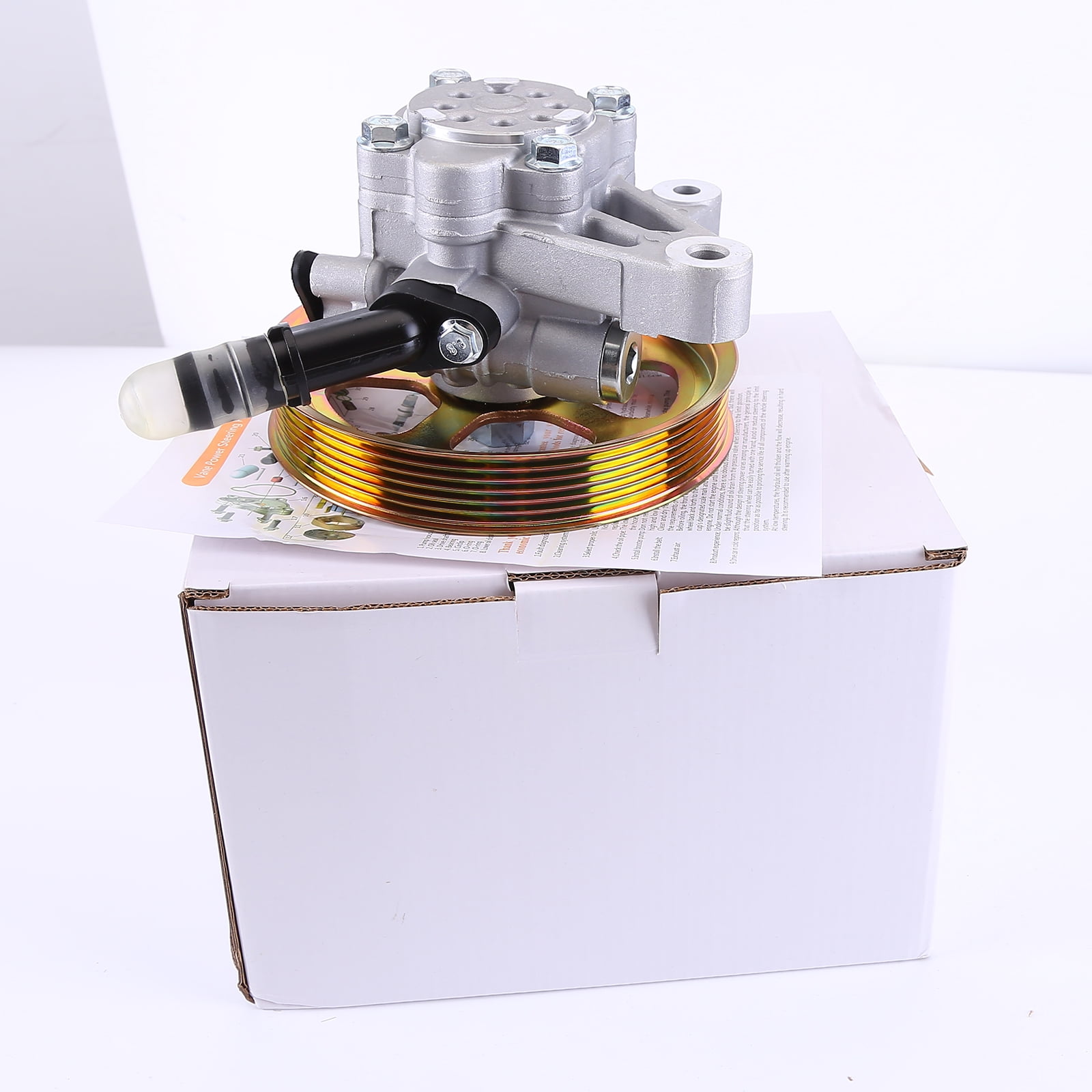 Guwzn Power Steering Pump w/ Pulley Compatible for 2008-2012 Honda Accord Crosstour Pilot V6 3.5L
