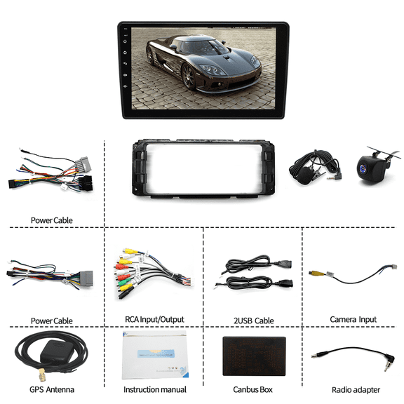 Guwzn Universal Car Stereo Radio for Dodge RAM Grand Caravan 9" Touchscreen 2+32G Vehicle GPS Navigation Wireless CarPlay Android Auto