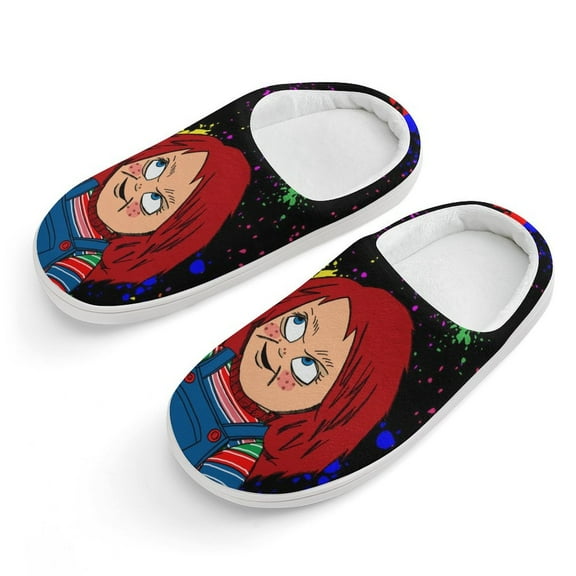 Guy Art Chucky Cotton Slippers For Kids Winter Warm Soft Plush Slippers with Rubber Sole Non-Slip Indoor Outdoor Slip on Shoes For Teen Boys Girls Children