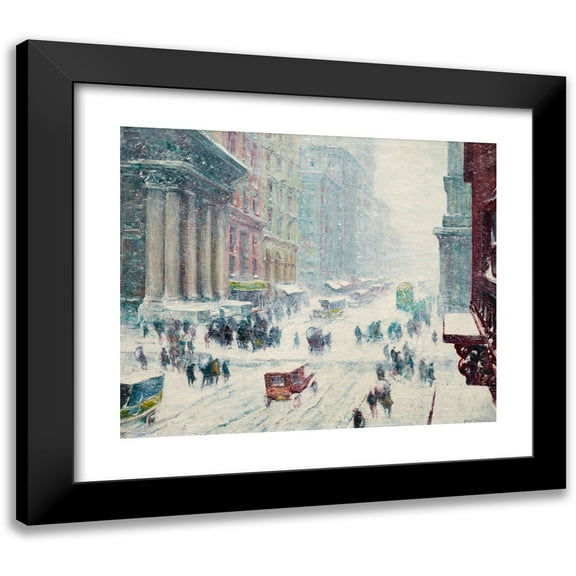 Guy Carleton Wiggins 14x12 Black Modern Framed Museum Art Print Titled - Fifth Avenue in Winter (C. 1911-1912)