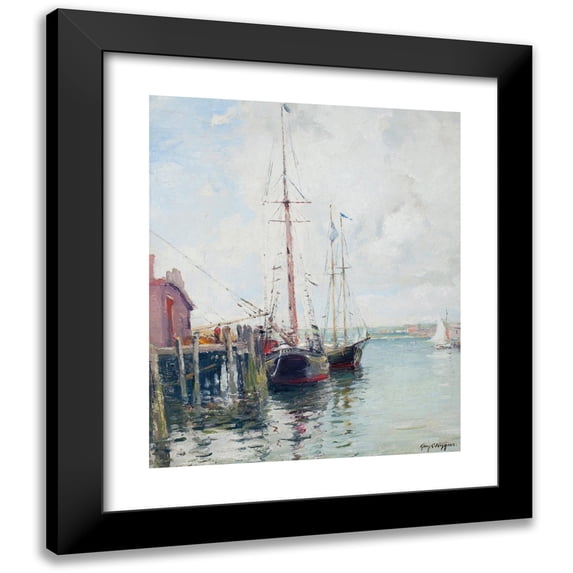 Guy Carleton Wiggins 20x24 Black Modern Framed Museum Art Print Titled - East Gloucester Docks (circa 1910-15)