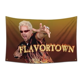 Guy Fieri Flavortown Flag,3x5 ft Banner,Funny Poster Durable Man Cave Wall Flag with 4 Brass Grommets for College Dorm Room Decor,Outdoor Party
